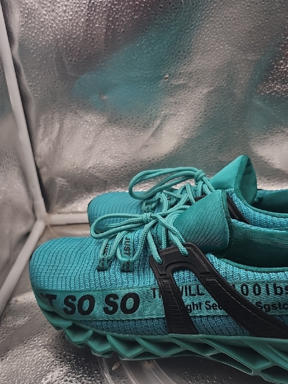 O Black And Turquoise Teal Mens Shoe sz 13 Just So So 41 - Picture 4 of 6